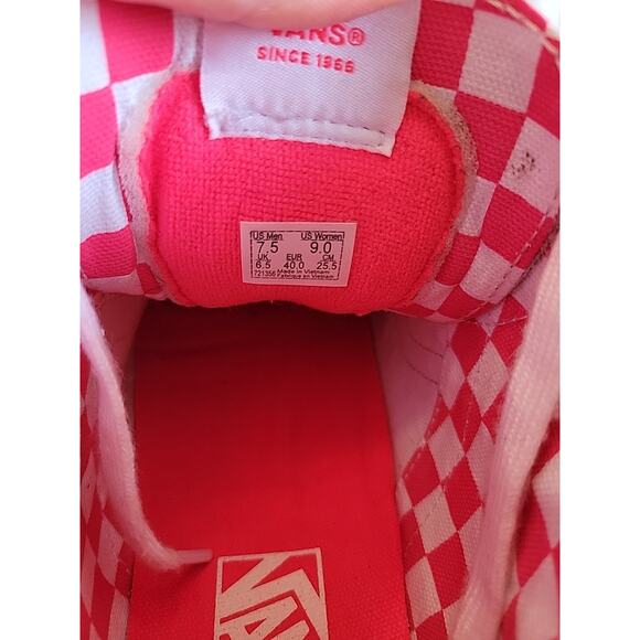 Vans Sk8-Hi Leather High Top White Pink Skateboard Sneaker Men Sz 7.5 Women Sz 9 - Picture 5 of 13